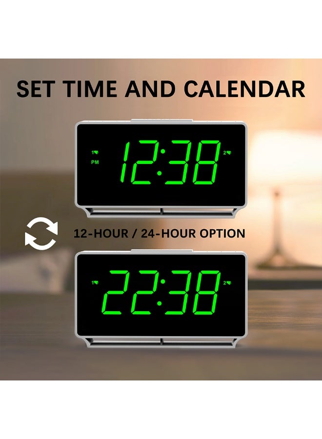 آي توما ساعة منبه رقمية ليد مزودة بمنفذ يو إس بي للمكتب مع عرض درجة الحرارة وإضاءة ليلية - أبيض/أسود - Image 5