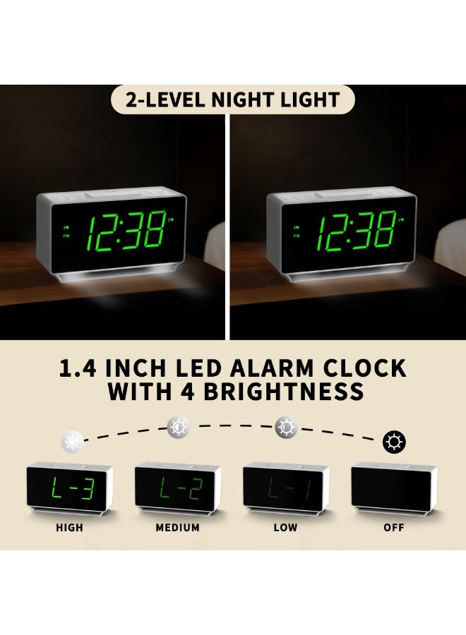 آي توما ساعة منبه رقمية ليد مزودة بمنفذ يو إس بي للمكتب مع عرض درجة الحرارة وإضاءة ليلية - أبيض/أسود - Image 3