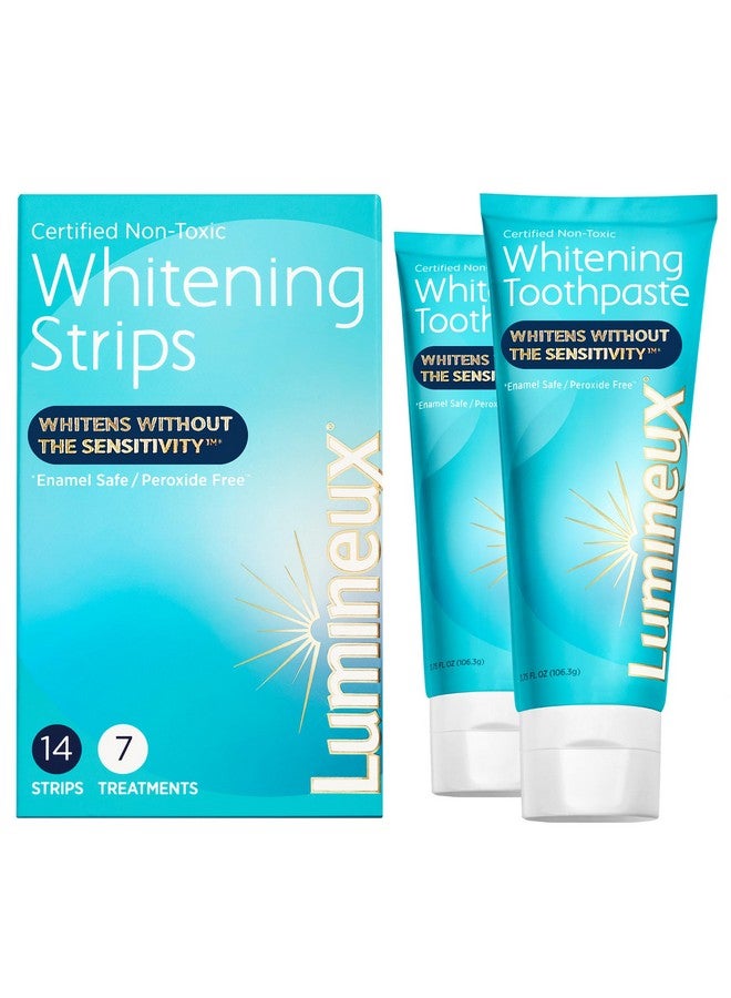 Lumineux Whitening Starter Set - Peroxide Free - Enamel Safe for Whiter Teeth - Includes 7 Whitening Treatments & 2 Pack Whitening Toothpaste, Fluoride Free & Dentist Formulated - Image 1