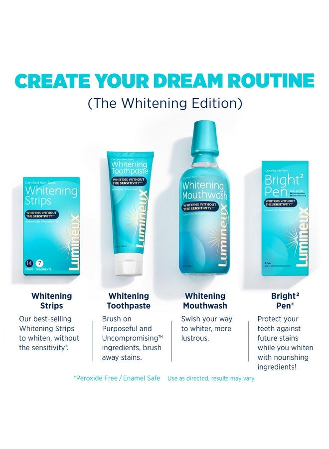 Lumineux Whitening Starter Set - Peroxide Free - Enamel Safe for Whiter Teeth - Includes 7 Whitening Treatments & 2 Pack Whitening Toothpaste, Fluoride Free & Dentist Formulated - Image 5