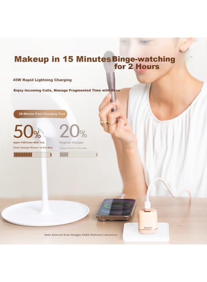 Huntkey Agile F45 Turbo Milk Tea Gan Charger, 40w Fast Charging Head, 45w Apple 17/iphone16/15/14promax/plus, Huawei Samsung, Cream White - Image 3
