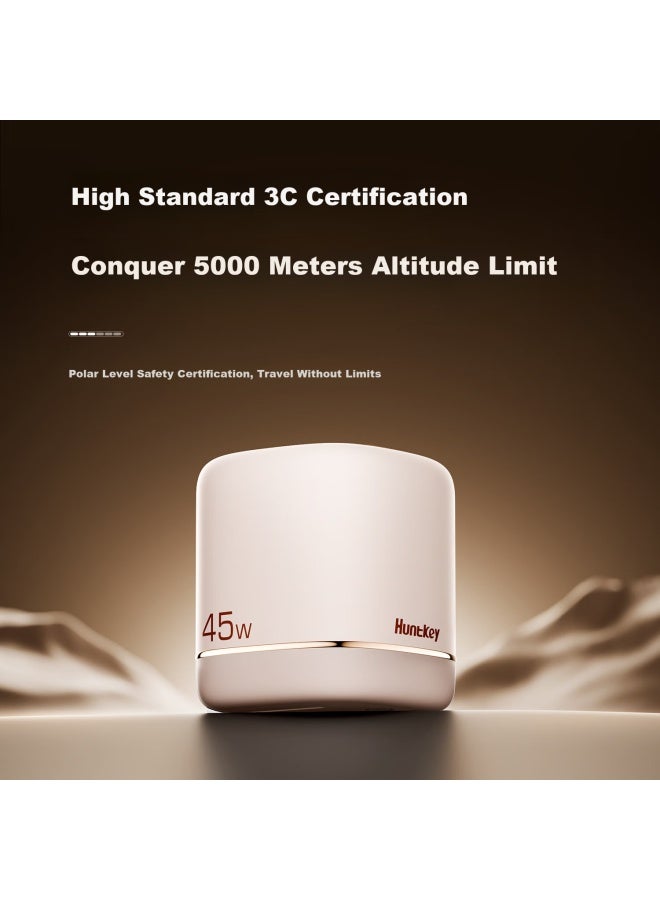 Huntkey Agile F45 Turbo Milk Tea Gan Charger, 40w Fast Charging Head, 45w Apple 17/iphone16/15/14promax/plus, Huawei Samsung, Cream White - Image 5