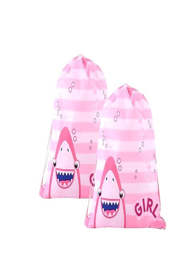 2PCS Pink Waterproof Drawstring Gym Bags – PE String Bags for Kids, Boys & Girls | Swim, Sports, Travel, Beach, School & Toiletry Organizer and Partys activity 