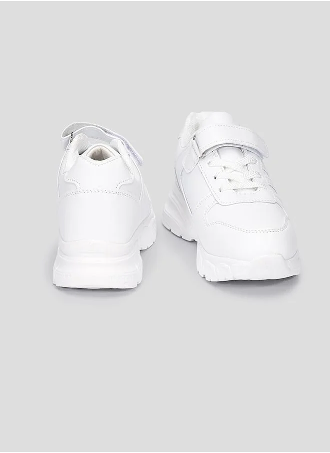 babyqlo White Velcro Sports School Shoes for Kids