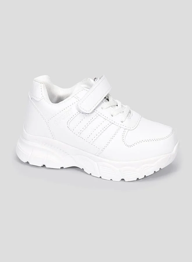 babyqlo White Velcro Sports School Shoes for Kids