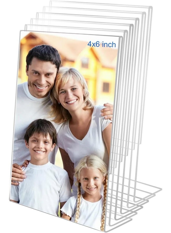 TPGP 4x6 Acrylic Picture Frames, Set Of 6 Clear Acrylic Frameless Transparent Frame Gift for Desktop Display, Vertical Standing Picture or Display Sign Holder with Inserts for Home Office  - Image 1