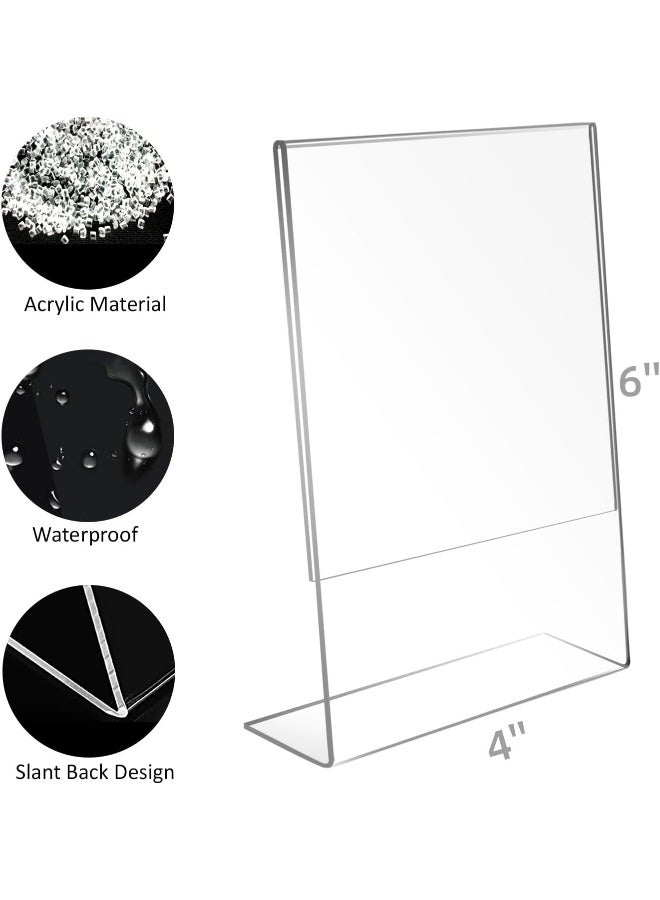 TPGP 4x6 Acrylic Picture Frames, Set Of 6 Clear Acrylic Frameless Transparent Frame Gift for Desktop Display, Vertical Standing Picture or Display Sign Holder with Inserts for Home Office  - Image 2