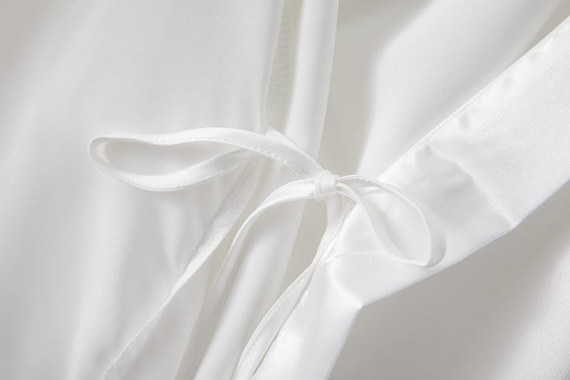 DQSSYTTX DQSSYTTX Bride Robe for Wedding Day Lace Bridal Bathrobe Kimono Robe Embroidery Silky Satin Bathrobe Wedding Party Sleepwear  - Image 5