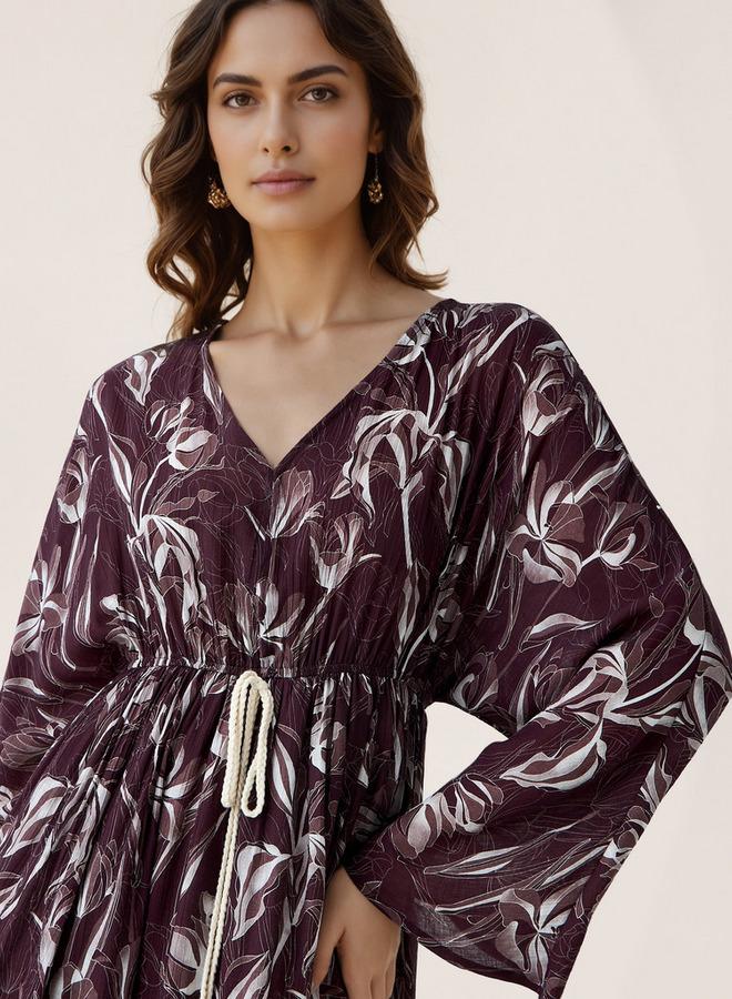 سبلاش فيڤ فستان قفطان نسائي بطبعة زهور من الفيسكوز - Image 4