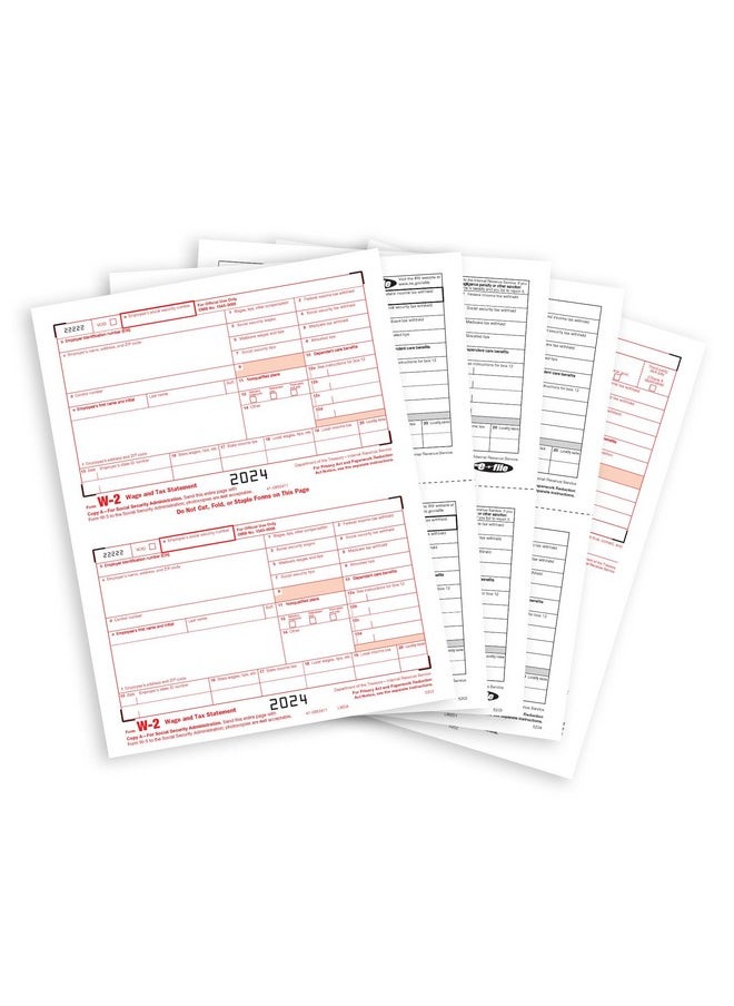 Blue Summit Supplies 2024 W2 4 Part Tax Forms Kit, 25 Employee Kit Of Laser Tax Forms Designed For Quickbooks And Accounting Software  - Image 1