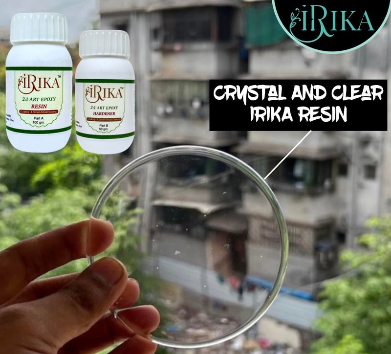 IRIKA non toxic art and craft resin 150 gm (2:1 Ratio) With Pack of 3 opaque pigment (white/pale ble/Black) - Image 2