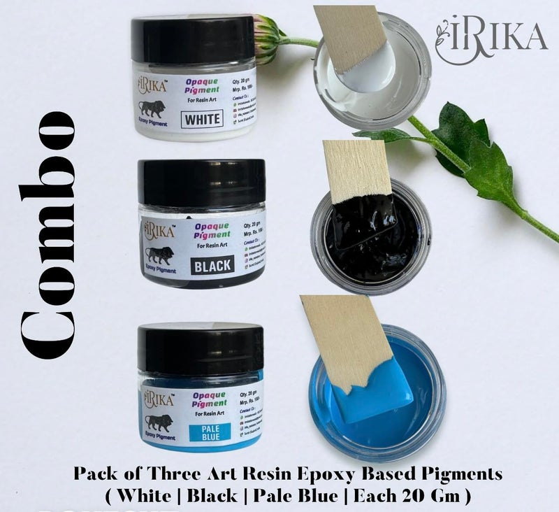 IRIKA non toxic art and craft resin 150 gm (2:1 Ratio) With Pack of 3 opaque pigment (white/pale ble/Black) - Image 3