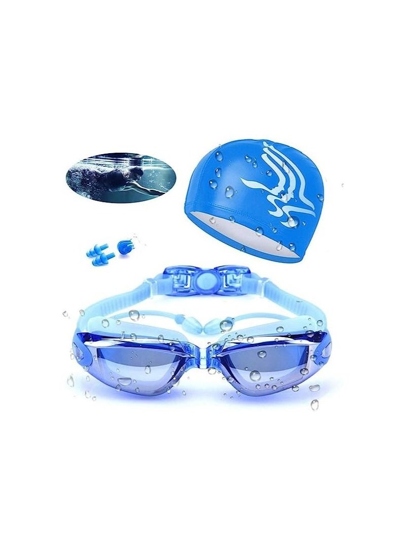 أوريتي نظارات السباحة مقاومة للماء وغطاء مجموعة 4 في 1، عدسات حماية الأشعة فوق البنفسجية 400 واضحة مضادة للضباب - Image 1