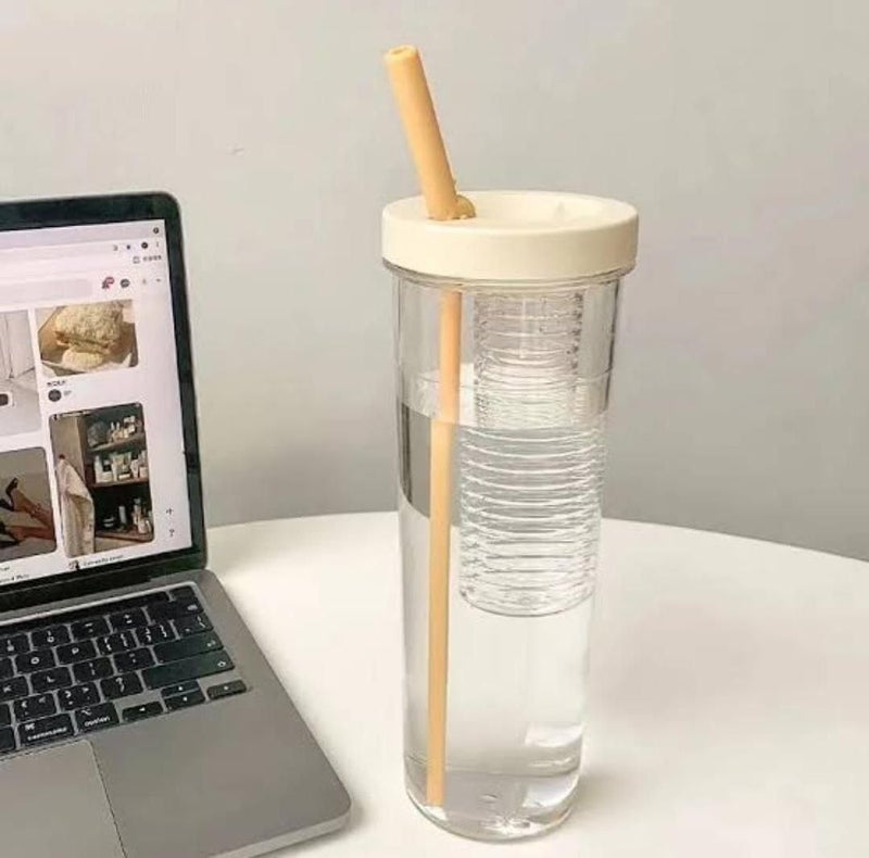 ANKZWEE Multipurpose Plastic Fruit Infuser Water Bottle with Straw Cup Filter 700Ml Pack of 1 Multicolor - Image 2