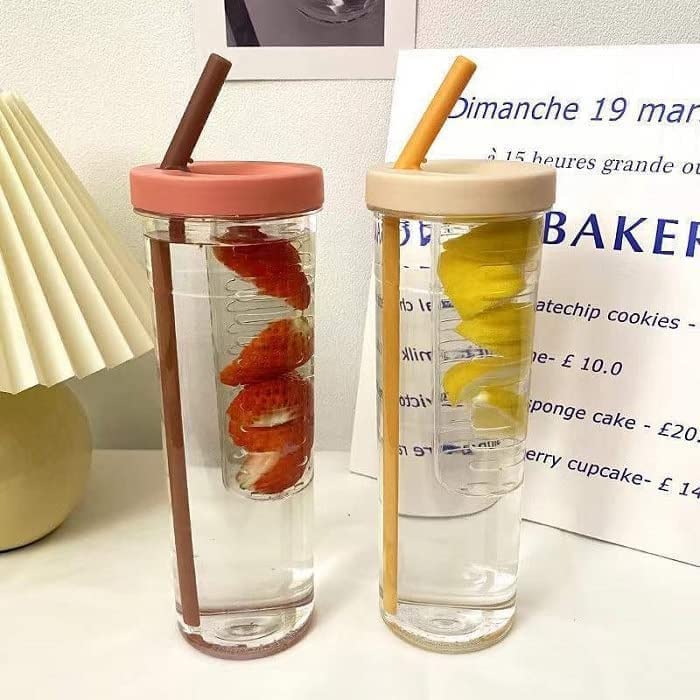ANKZWEE Multipurpose Plastic Fruit Infuser Water Bottle with Straw Cup Filter 700Ml Pack of 1 Multicolor - Image 5