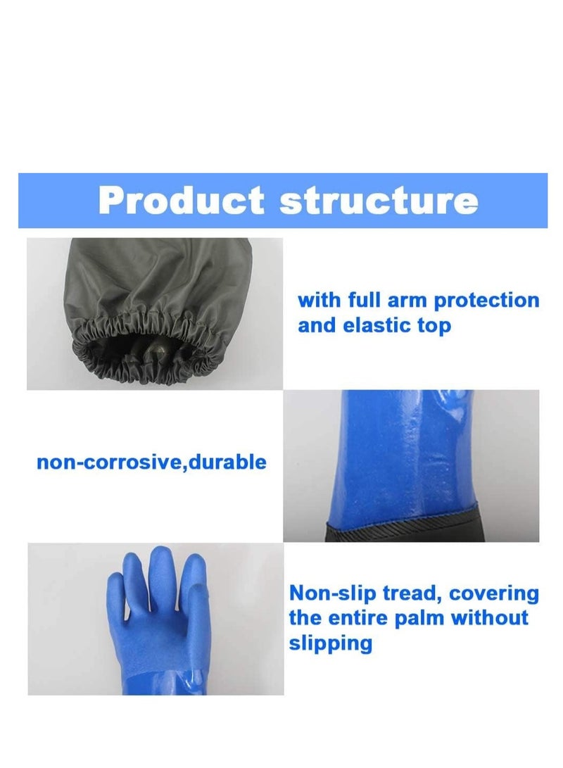 PVC Chemical Resistant Gloves, Long Rubber Gloves, Long Waterproof Gloves and Heavy Duty Waterproof Gloves for Chemical and Acid Work, 25 inches, Large-(Blue) - Image 3