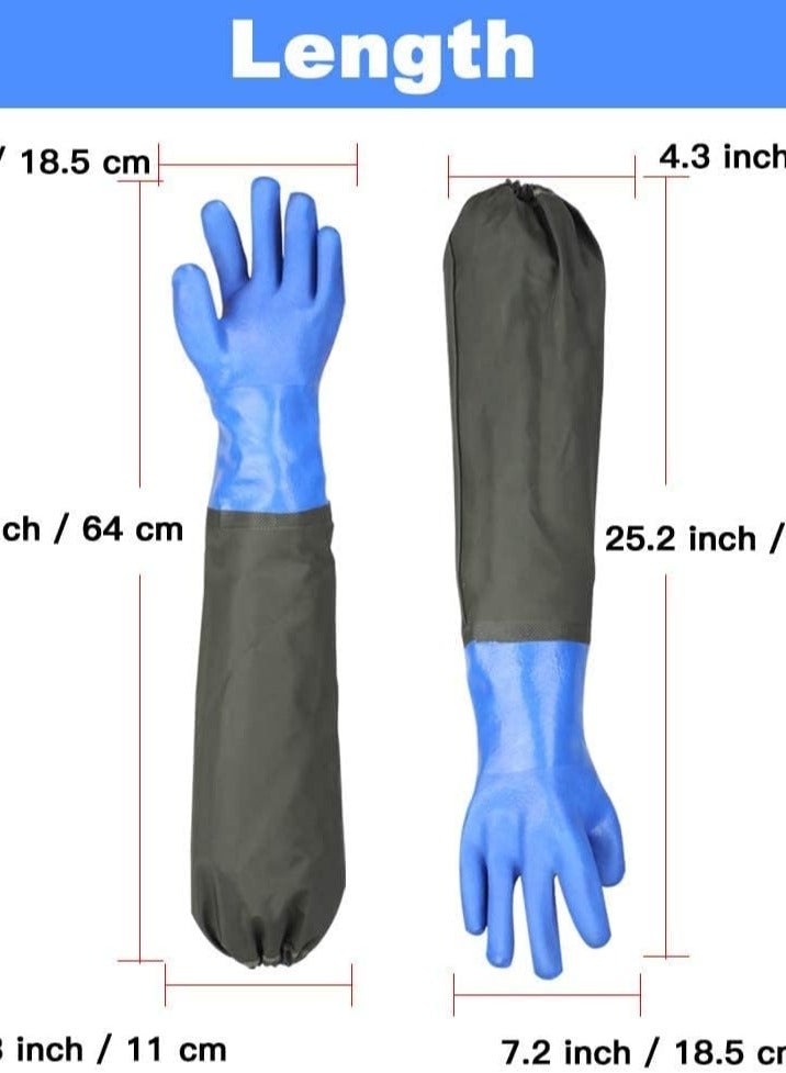PVC Chemical Resistant Gloves, Long Rubber Gloves, Long Waterproof Gloves and Heavy Duty Waterproof Gloves for Chemical and Acid Work, 25 inches, Large-(Blue) - Image 4