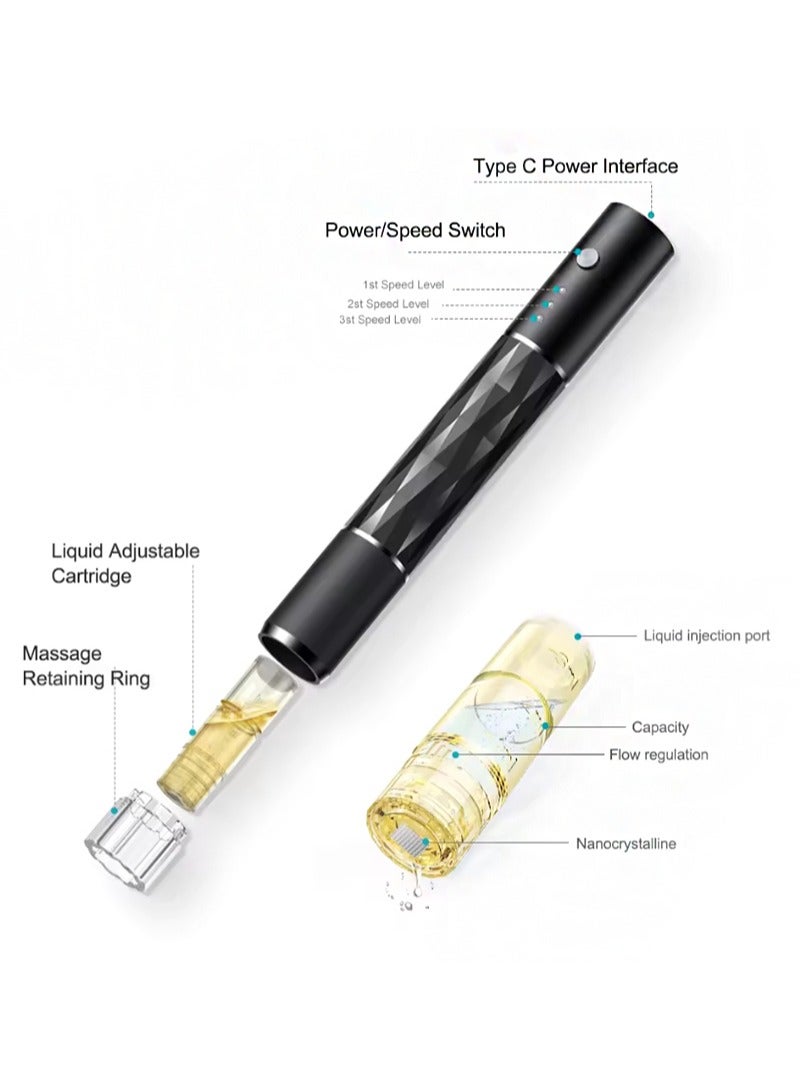 أوهوما قلم UM8 Hydra Pen للوخز بالإبر الدقيقة - قلم وخز بالإبر الدقيقة لاسلكي أوتوماتيكي احترافي مع 4 خراطيش - قلم للعناية بالبشرة للوجه والجسم ونمو الشعر - Image 3