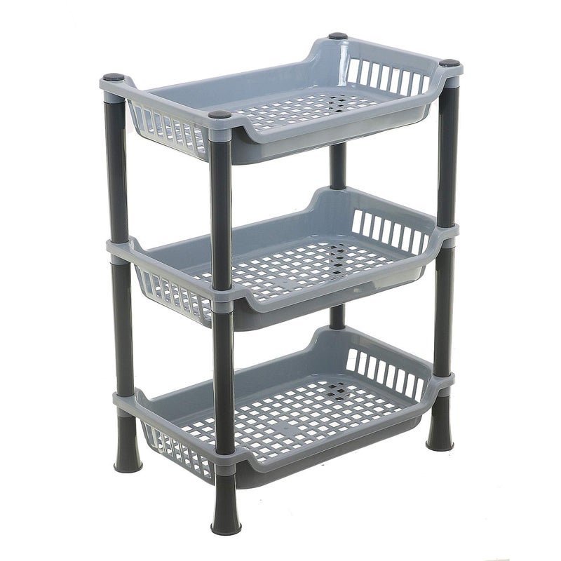Kuber Industries Kuber industries Plastic 3 Layer Multi-Purpose Kitchen Storage Basket Rack (Grey) - CTKTC30660  - Image 1
