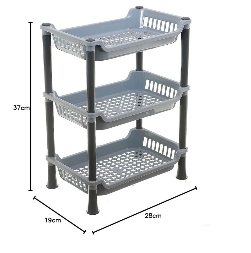 Kuber Industries Kuber industries Plastic 3 Layer Multi-Purpose Kitchen Storage Basket Rack (Grey) - CTKTC30660  - Image 3