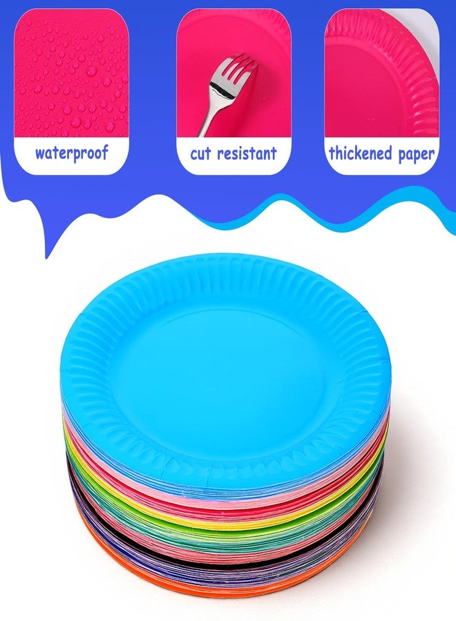 IANFAN 150 Pcs Disposable Colored Paper Plates, 9" Paper Dessert Plate Heavy Duty Party Plates Bulk Decorative Paper Plates for Picnics Baby Shower DIY Party Supplies, 10 Colors - Image 3