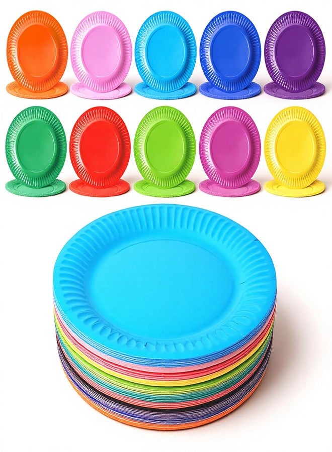 IANFAN 150 Pcs Disposable Colored Paper Plates, 9" Paper Dessert Plate Heavy Duty Party Plates Bulk Decorative Paper Plates for Picnics Baby Shower DIY Party Supplies, 10 Colors - Image 1