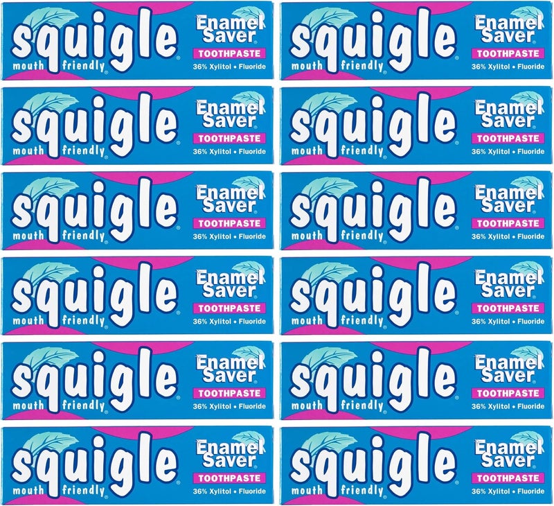 Squigle Enamel Saver Toothpaste, Peppermint Flavor, 12 Pack (4 oz. each) - Image 1