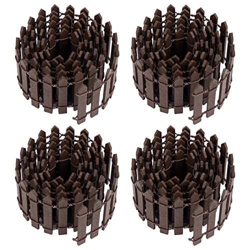 AUEAR 35 Inch Mini Fairy Garden Fence Wood Ornament Wooden Decorative Picket for DIY Crafts Project Brown 4Pack - Image 1
