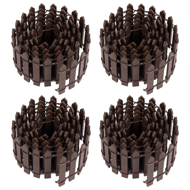 AUEAR 35 Inch Mini Fairy Garden Fence Wood Ornament Wooden Decorative Picket for DIY Crafts Project Brown 4Pack - Image 2