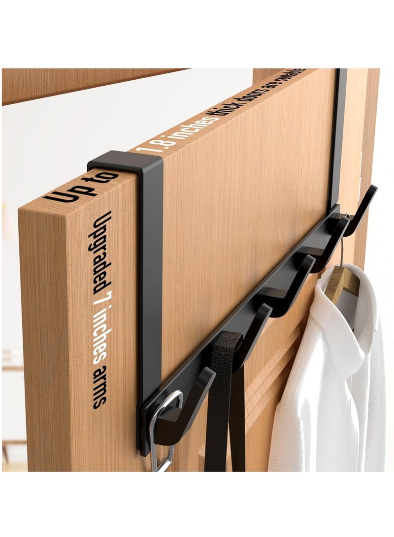 Over the Door Hook Rack with 5 Hooks, Versatile Door Hanger for Coats, Towels, Bags, Keys, Ideal for Bathroom, Bedroom, Behind Back of Door, Black - Image 3