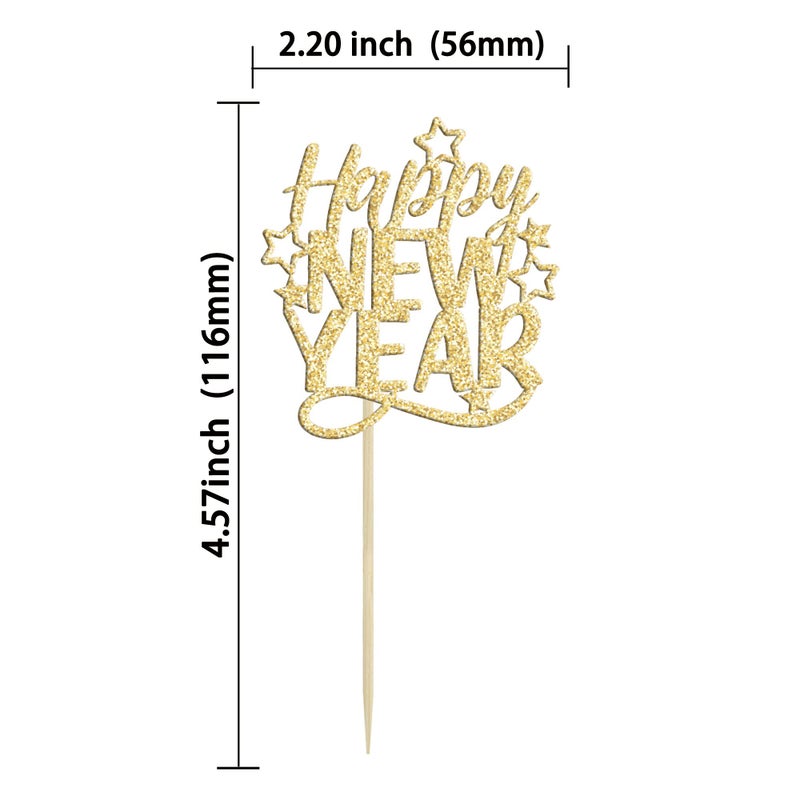 Ephlyn 24Pcs Happy New Year Cupcake Toppers 2025 Gold Glitter Cheers to 2025 Cupcake Pick Decorations for 2025 Happy New Years Eve Party Decoration Supplies - Image 2