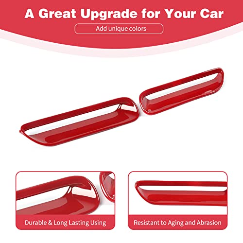 PDKLIN for Challenger Hood Scoop Vent Cover Trim Bezel Red Compatible with Dodge Challenger 2009 2010 2011 2012 2013 2014 Red Exterior Accessories 2pcs - Image 5