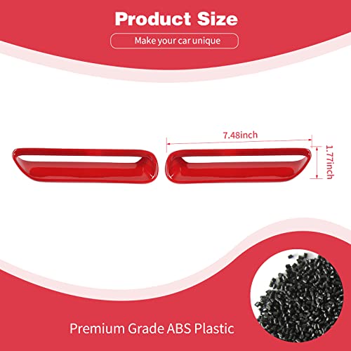 PDKLIN for Challenger Hood Scoop Vent Cover Trim Bezel Red Compatible with Dodge Challenger 2009 2010 2011 2012 2013 2014 Red Exterior Accessories 2pcs - Image 2