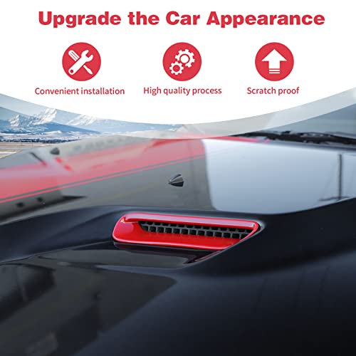 PDKLIN for Challenger Hood Scoop Vent Cover Trim Bezel Red Compatible with Dodge Challenger 2009 2010 2011 2012 2013 2014 Red Exterior Accessories 2pcs - Image 4