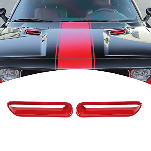 PDKLIN for Challenger Hood Scoop Vent Cover Trim Bezel Red Compatible with Dodge Challenger 2009 2010 2011 2012 2013 2014 Red Exterior Accessories 2pcs - Image 1