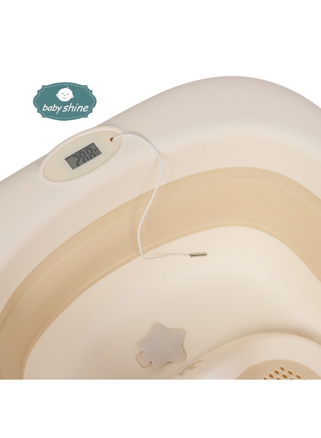 بيبي شاين مروش استحمام للأطفال 5 في 1 قابل للطي بتصميم امن وسهل التخزين لحديثي الولادة مع وجود مقياس لحرارة المياه - Image 5