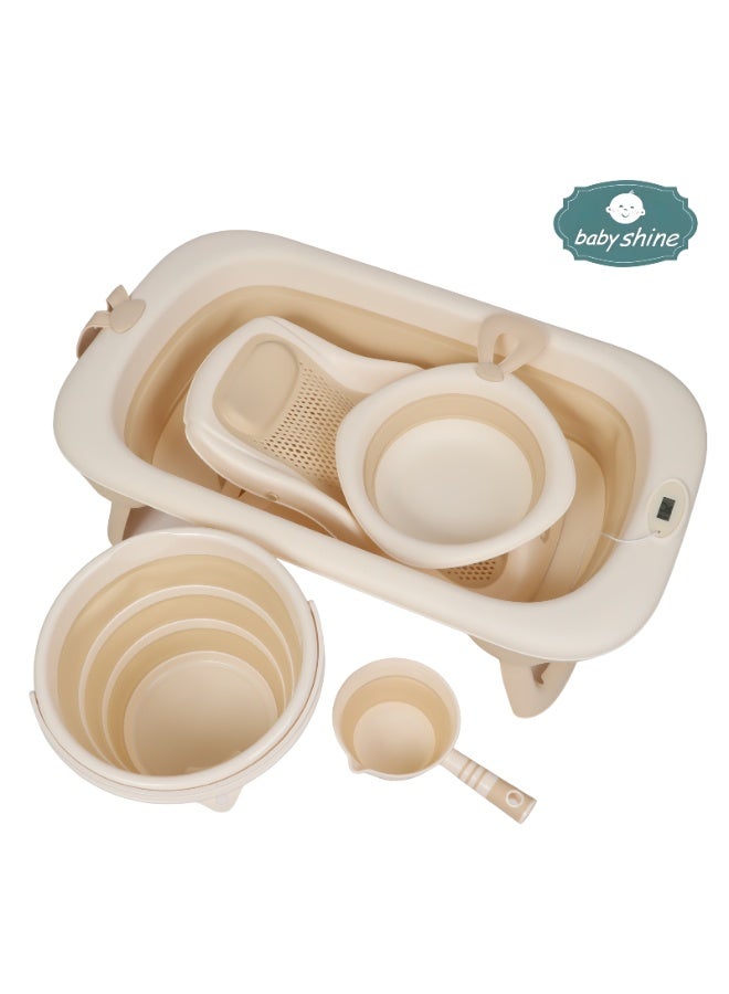 بيبي شاين مروش استحمام للأطفال 5 في 1 قابل للطي بتصميم امن وسهل التخزين لحديثي الولادة مع وجود مقياس لحرارة المياه - Image 3