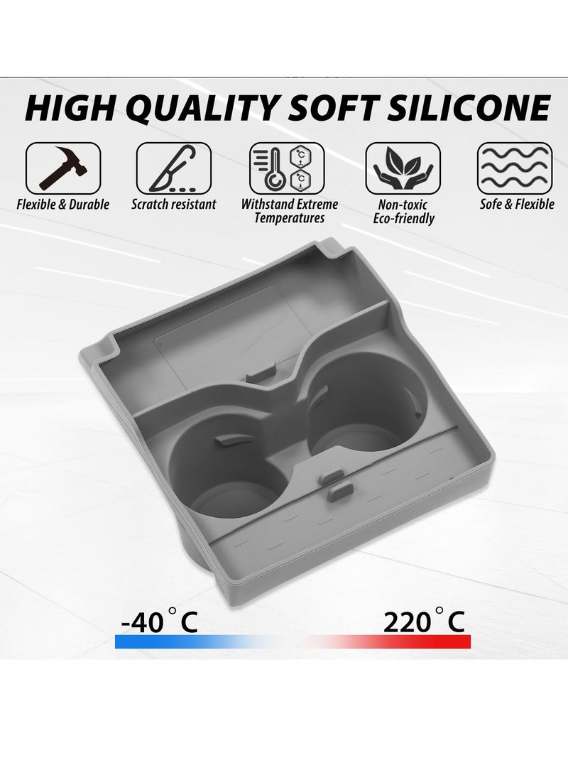 SYOSI منظم وحدة التحكم المركزية | إدخال حامل الأكواب | منظم كابل الشحن - غطاء سيليكون 3 في 1 متوافق مع تسلا موديل 2021 2022 2023 ملحقات منظم (رمادي) - Image 5