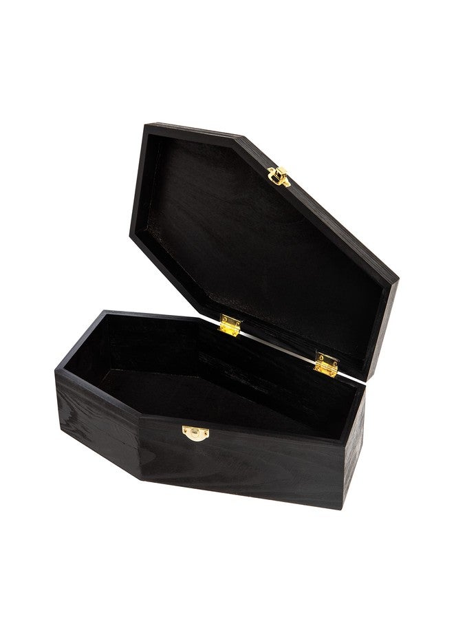 كرييتف هوبيز صندوق تابوت خشبي أسود مطلي من كرييتيف هوبيز مقاس 12 بوصة - صندوق تابوت للهالوين، صندوق مفصلي قابل للتعبئة لتزيين الهالوين، هدايا الحفلات، مناسب للأزياء القوطية، تابوت للدمى، وتابوت للحيوانات الأليفة - Image 2