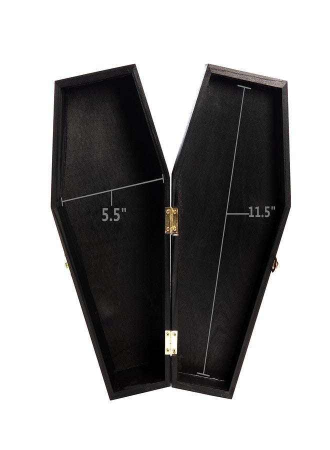 كرييتف هوبيز صندوق تابوت خشبي أسود مطلي من كرييتيف هوبيز مقاس 12 بوصة - صندوق تابوت للهالوين، صندوق مفصلي قابل للتعبئة لتزيين الهالوين، هدايا الحفلات، مناسب للأزياء القوطية، تابوت للدمى، وتابوت للحيوانات الأليفة - Image 3