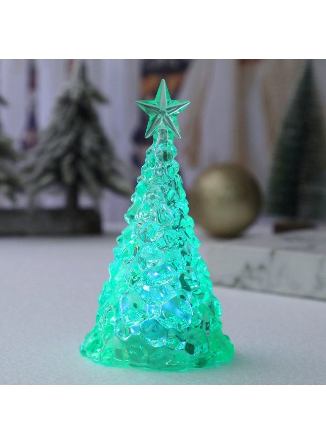 Christmas Tree LED Electronic Light Crystal Color-Changing Seven-Color Luminous Christmas Decoration Creative Holiday Ornament Green Colored Light Style - Image 1