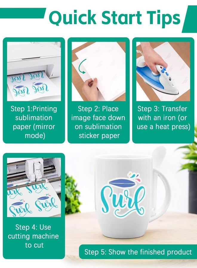 Colemoly Sublimation Sticker Paper-30 Sheets Glossy White Waterproof Stickers for Inkjet Printer 8.5x11 Letter Papers with Sublimation Ink - Image 3