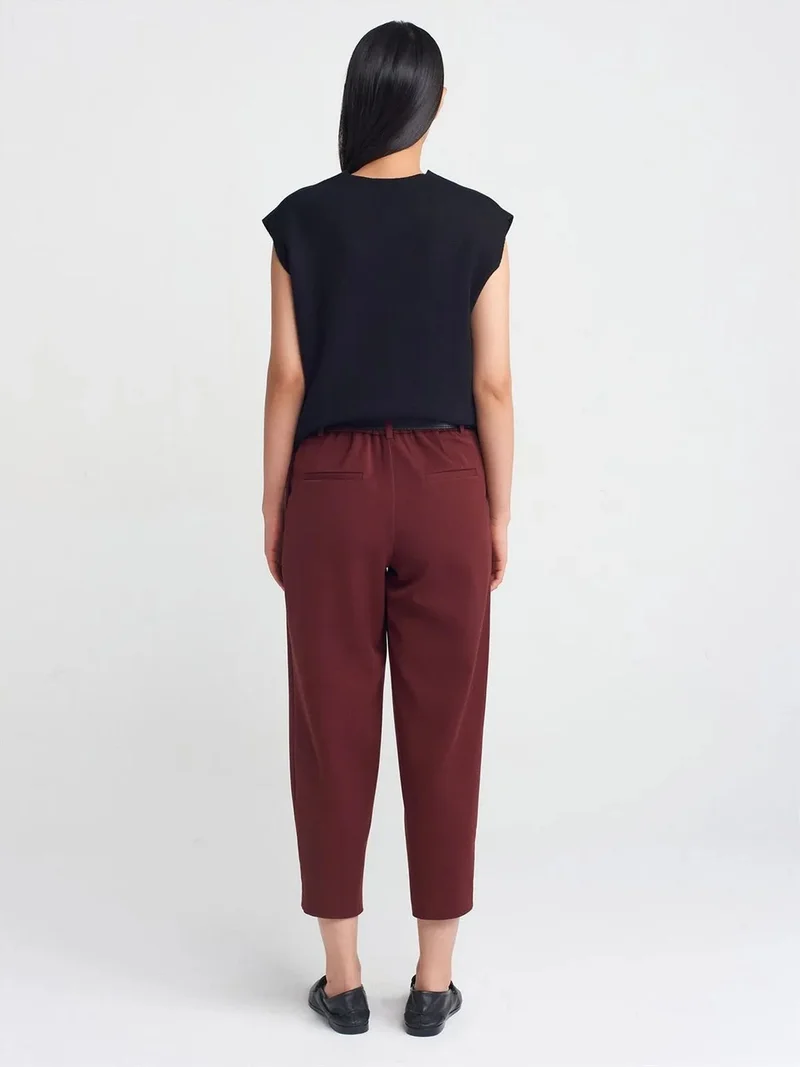 ديلفين Dilvin Women's Belted Straight-leg Capri Trousers