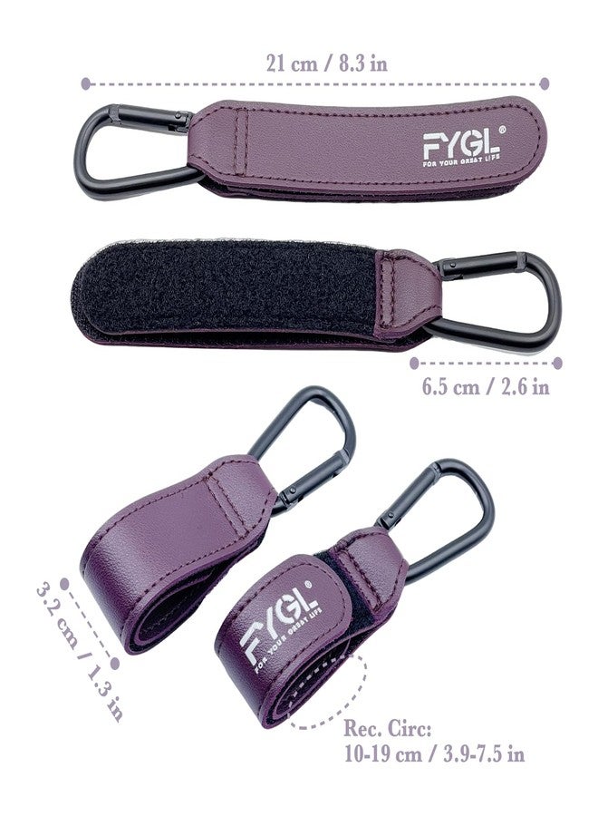 FYGL Stroller Hooks - Leather Buggy Clips, Pushchair Carabiner Clip for Bags, Easy Attachment for Pram, Universal Stroller Clips and Hooks, Stroller Accessories - Dark Red (2 Pack) - Image 5