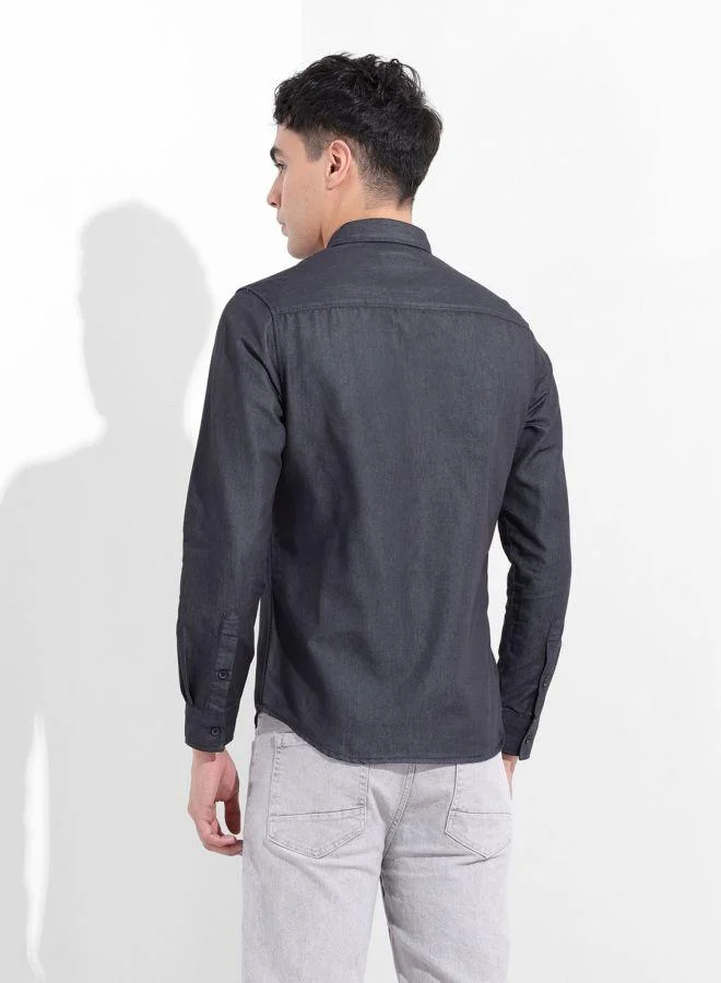 The Indian Garage Co Men Slim Fit Solid Cutaway Collar Full Sleeves Shirt