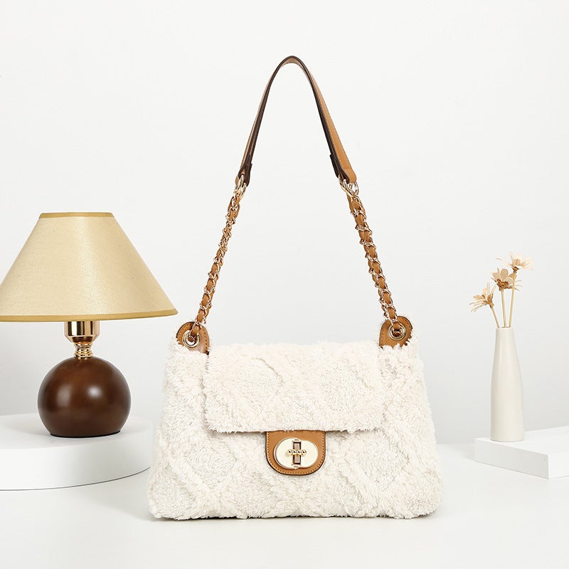 High-End Plush Bag Women'S Chain Crossbody Bag Commuter Mao Mao Bag Single Shoulder Underarm Bag - Image 2