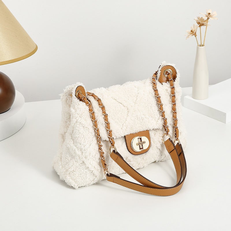 High-End Plush Bag Women'S Chain Crossbody Bag Commuter Mao Mao Bag Single Shoulder Underarm Bag - Image 5