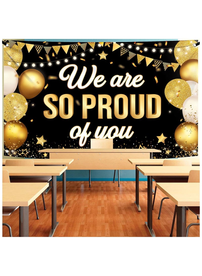 KATCHON Black We are So Proud of You Banner - XtraLarge, 72x44 Inch | Graduation Banner, Congratulations Decorations | Graduation Backdrop 2025, Black and Gold Graduation Decorations - Image 4