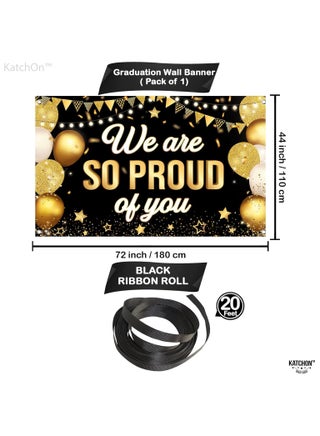 Black We are So Proud of You Banner - XtraLarge, 72x44 Inch | Graduation Banner, Congratulations Decorations | Graduation Backdrop 2025, Black and Gold Graduation Decorations - view 3