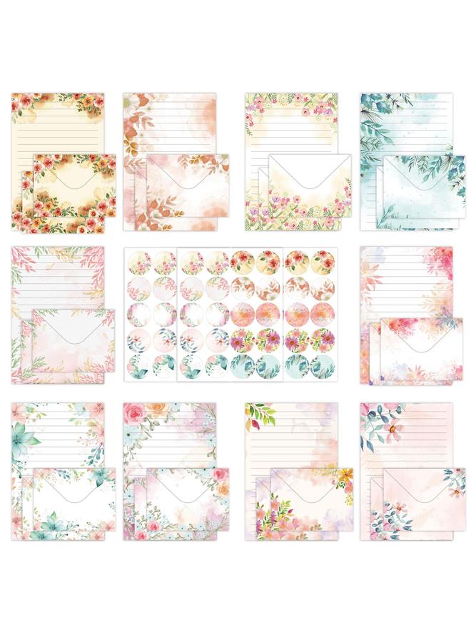 Bluejw Cross Border Envelope 160 Piece Flower Watercolor Ins Simple Creative High Sense Gift Invitation Envelope Letter Paper Suit - Image 2